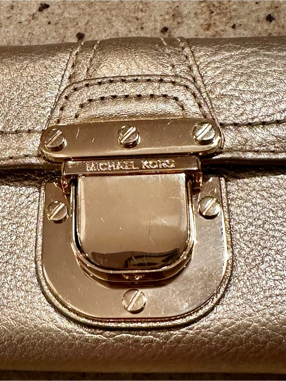 Michael Kors Gold Leather Charlton Compact Wallet